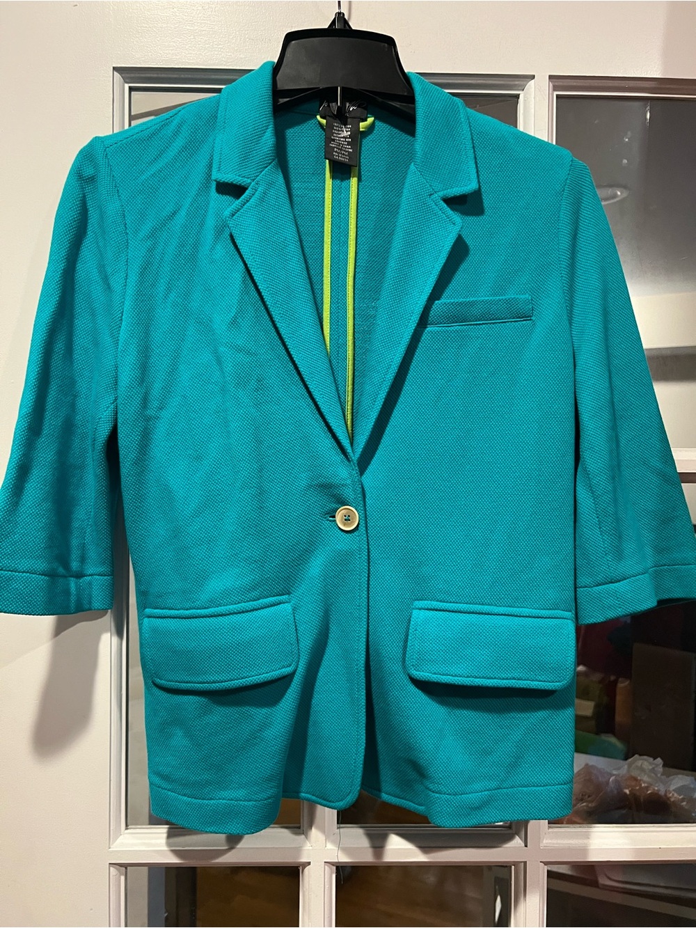 Lord & Taylor Teal One-Button Blazer